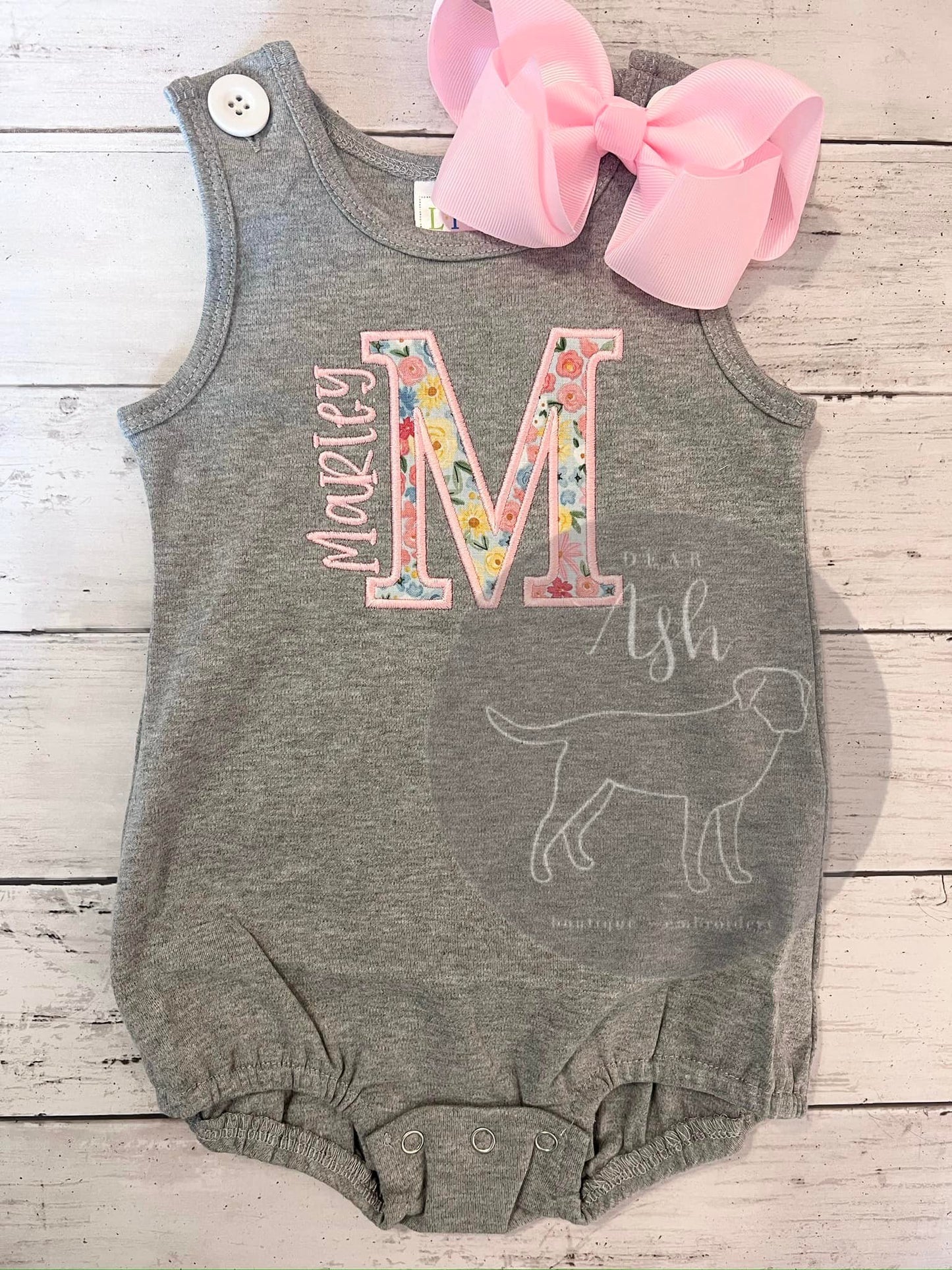 Grey bubbles with floral appliques