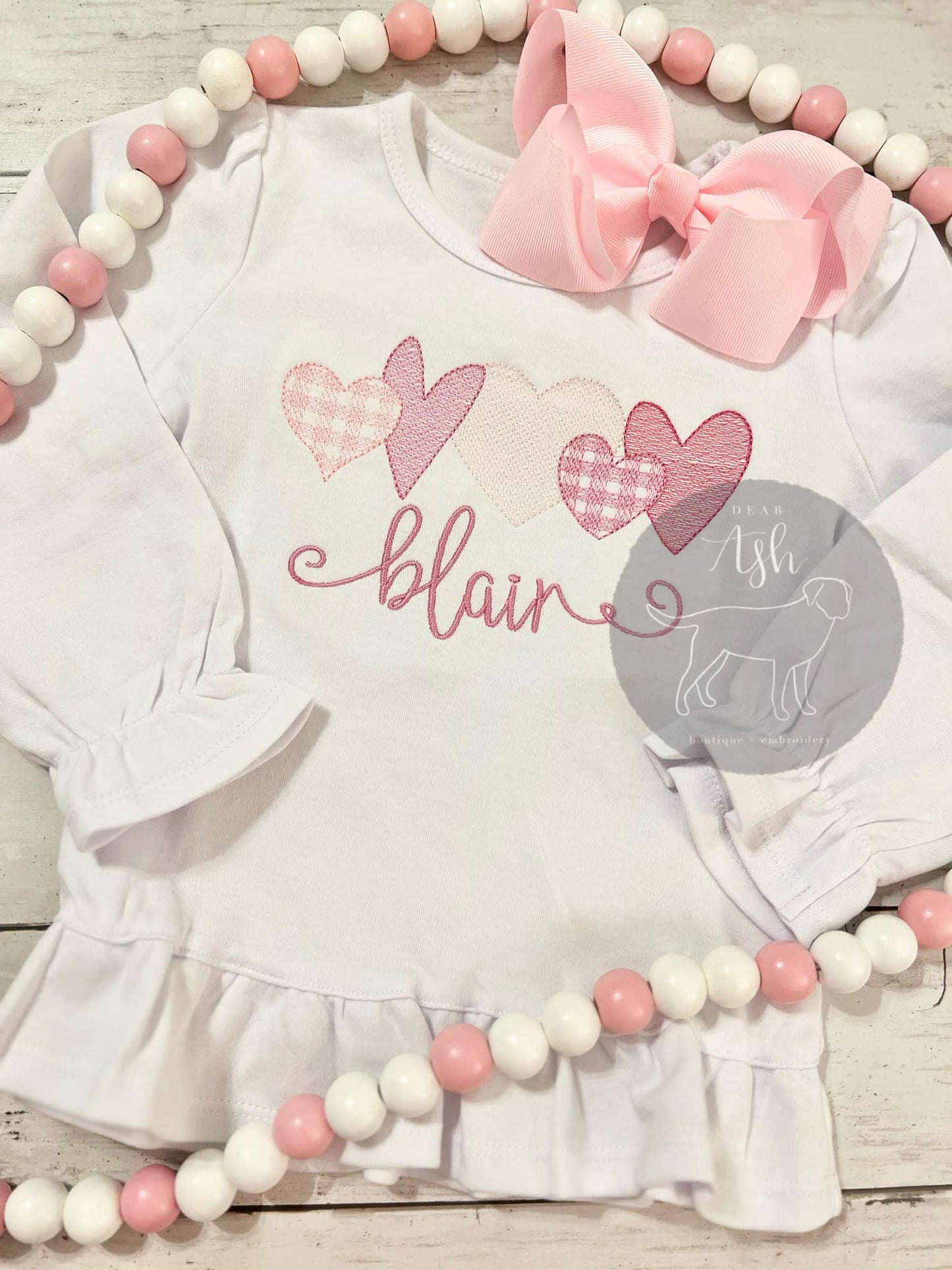 Sketch Hearts-embroidered