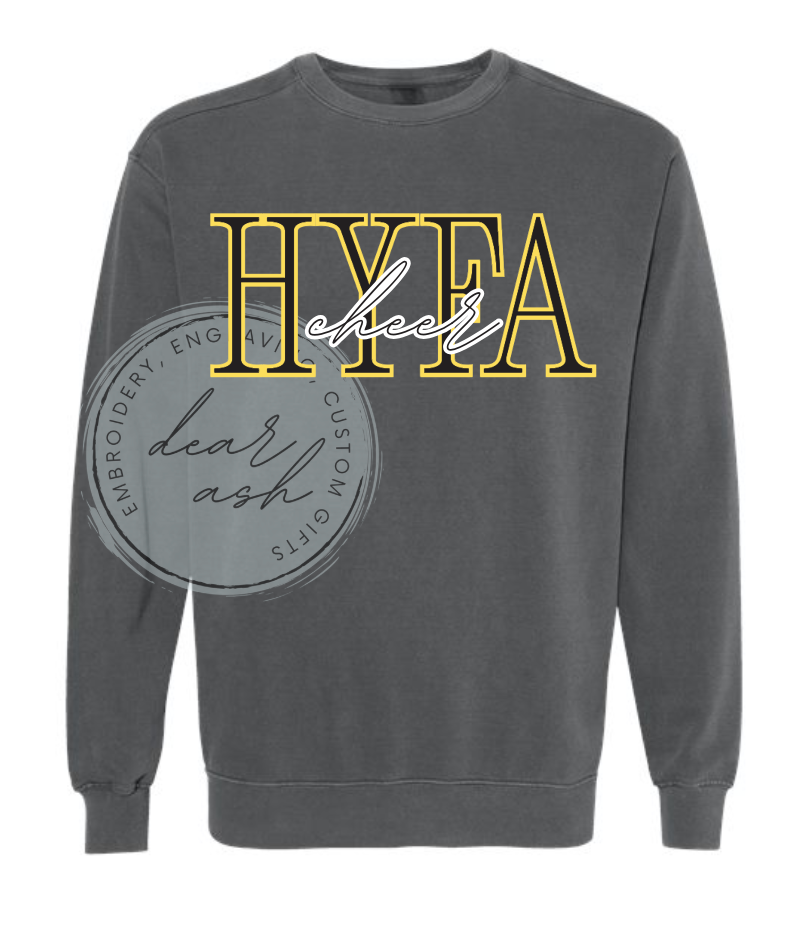 HYFA black/yellow comfort colors sweatshirt ADULT