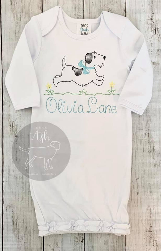 Puppy Gowns Embroidered