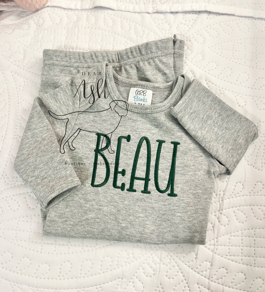 Forest Green on Grey Gown