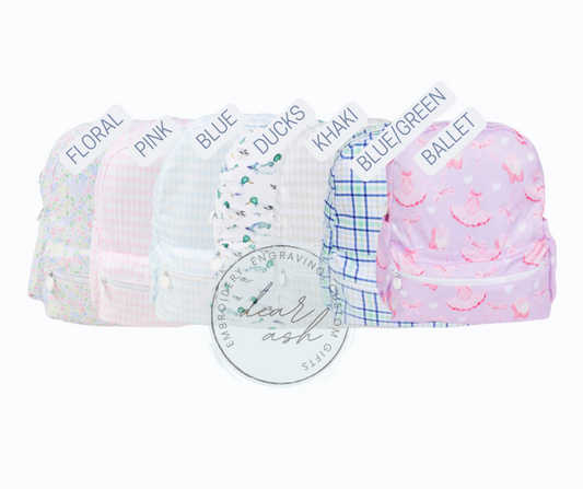 TODDLER Size Backpacks-includes embroidered name
