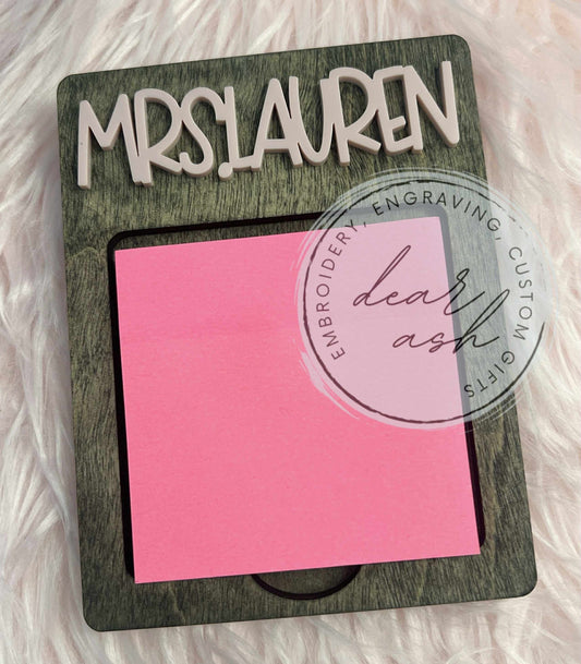 Post it holder w/ acrylic name