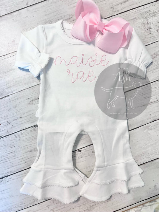 Embroidered Ruffle Rompers