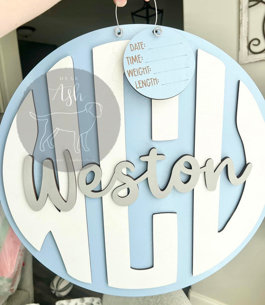 Round Monogram Hospital Hanger-customizable colors