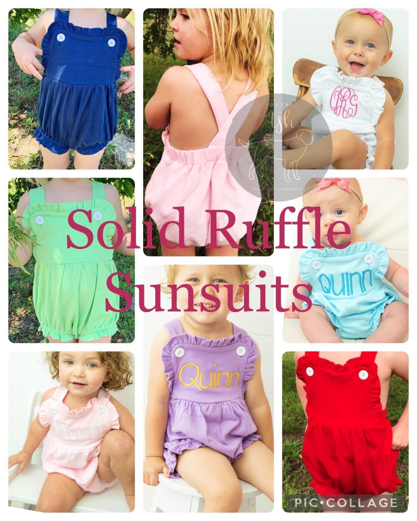 Ruffle Sunsuits-Embroidered
