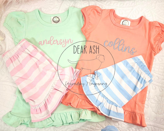 Ruffle Shirt & Short Sets Embroidered