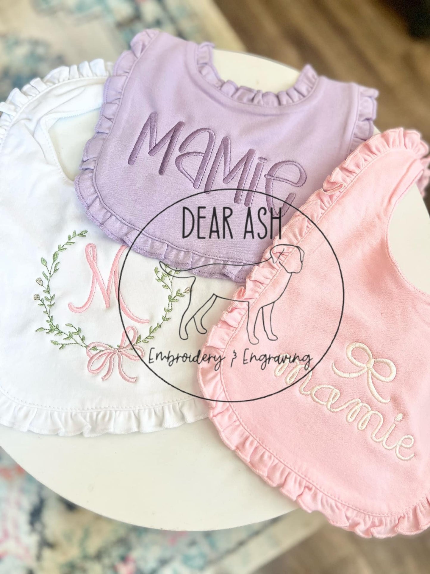 Bib+Burp Cloth SET-embroidered (boy & girl options)