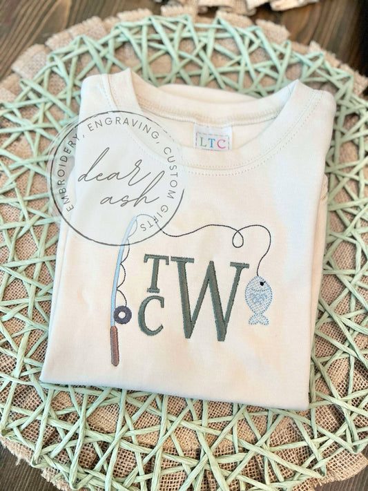 Fishing Initials Bubbles & Shirts-Embroidered