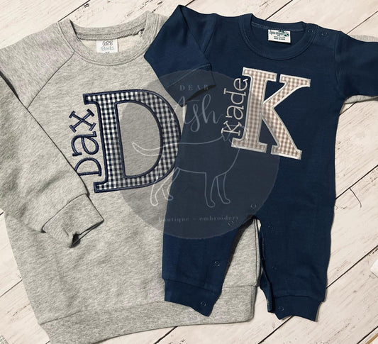 Unisex sweatshirts-with fabric appliqued name ETA AUG