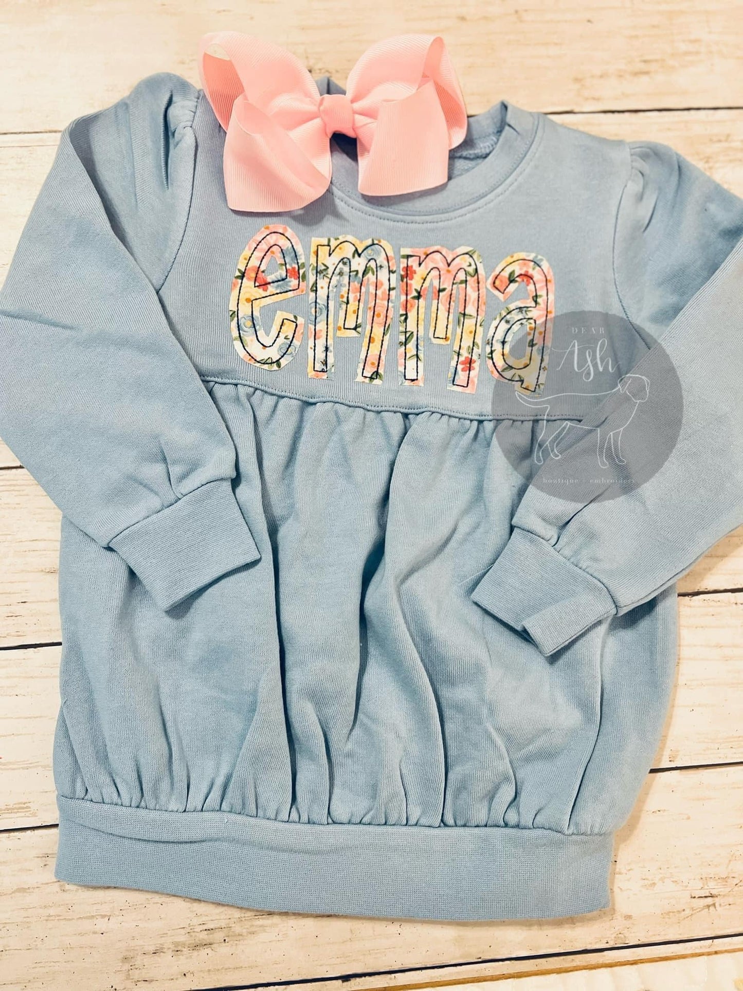 Bubble Sweatshirts-appliqued names (with fabric) ETA AUGUST