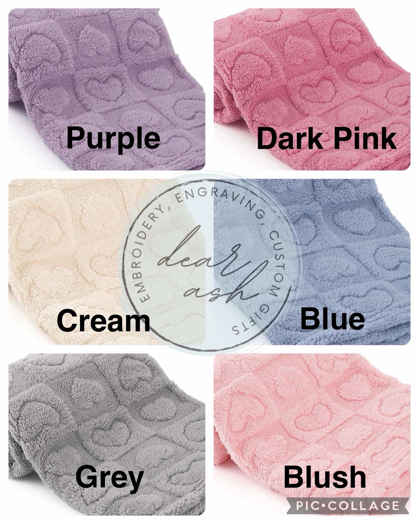 Heart Blankets with Embroidered Name