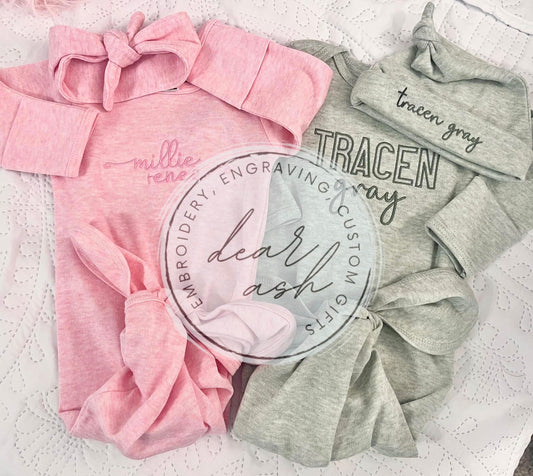Knot Baby Gowns-Embroidered