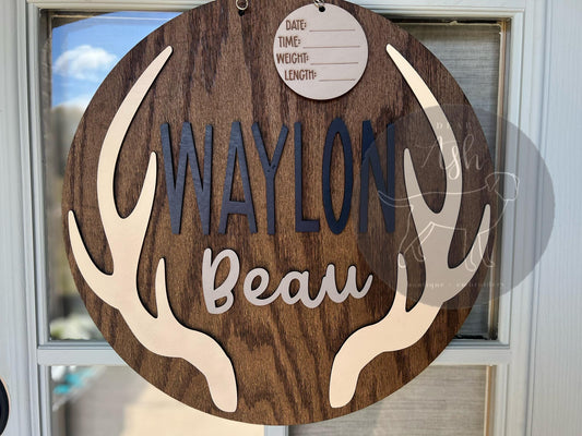 Deer Antlers Hospital Door Hanger