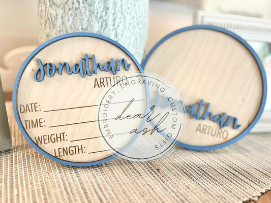 Painted Birth Announcement & Footprint Sign Keepsake