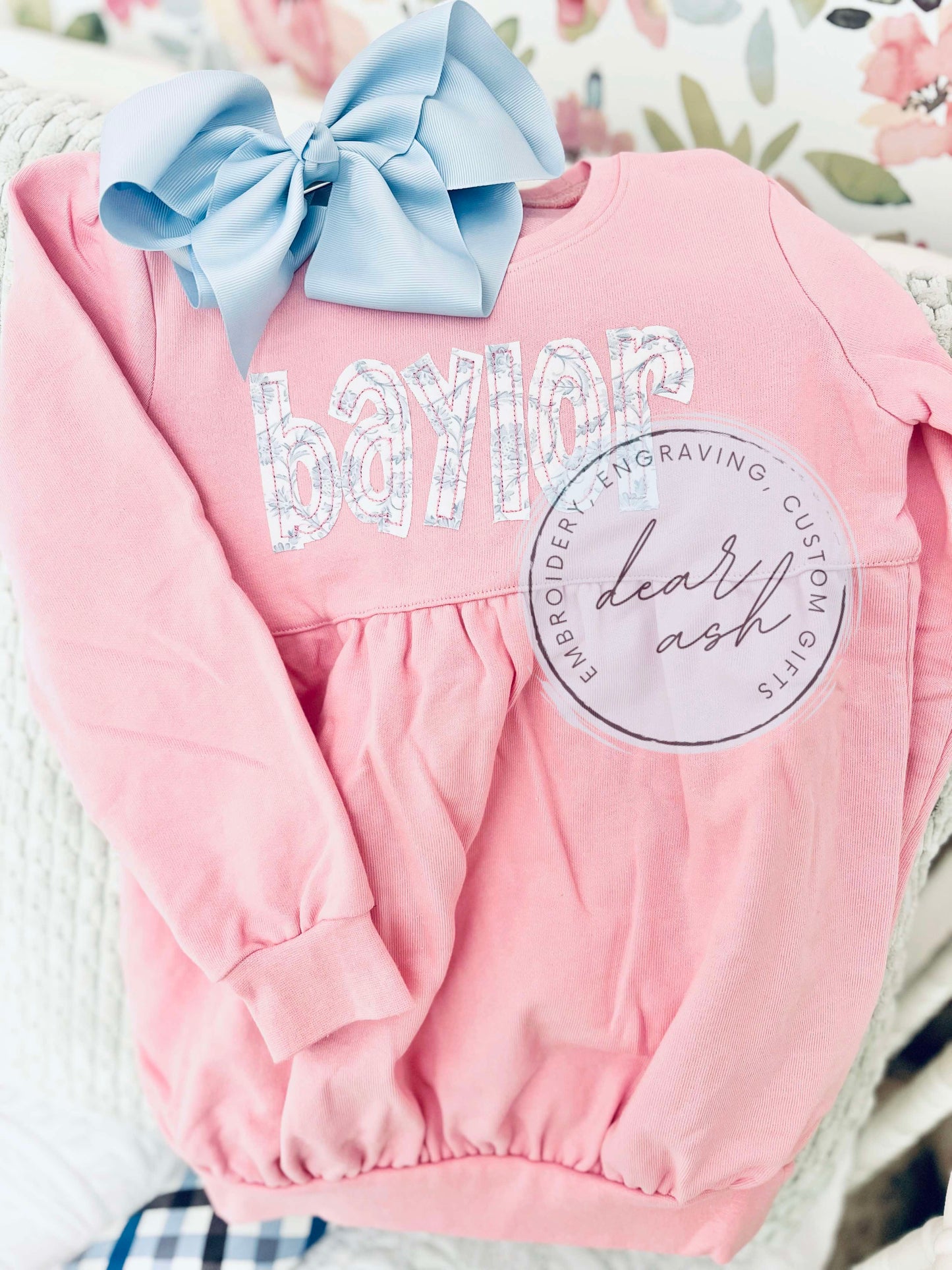 Bubble Sweatshirts-appliqued names (with fabric) ETA AUGUST