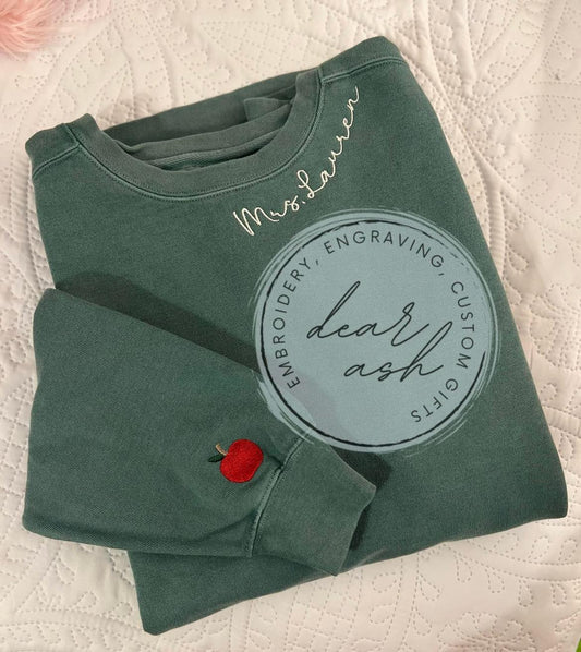 Teacher Apple Sweatshirts-Comfort Colors