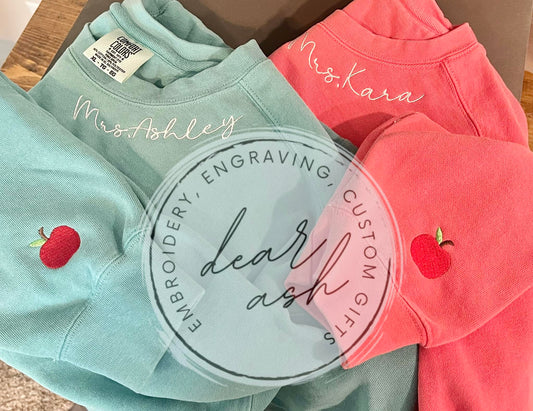 Teacher Apple Sweatshirts-Comfort Colors