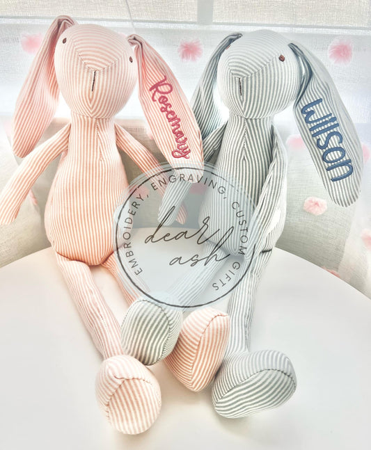 Striped Bunny Embroidered-Pink or blue