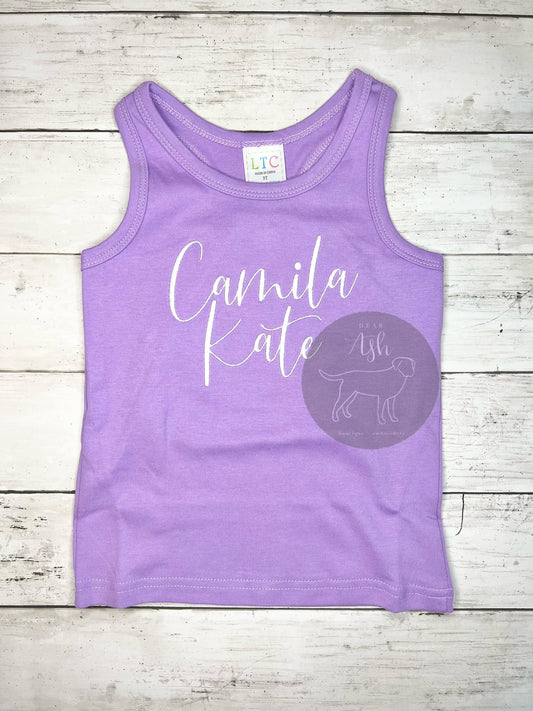 Embroidered racer back tanks