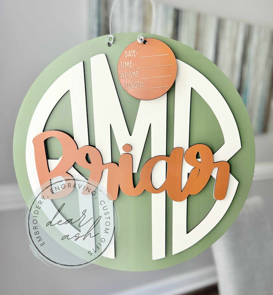 Round Monogram Hospital Hanger-customizable colors