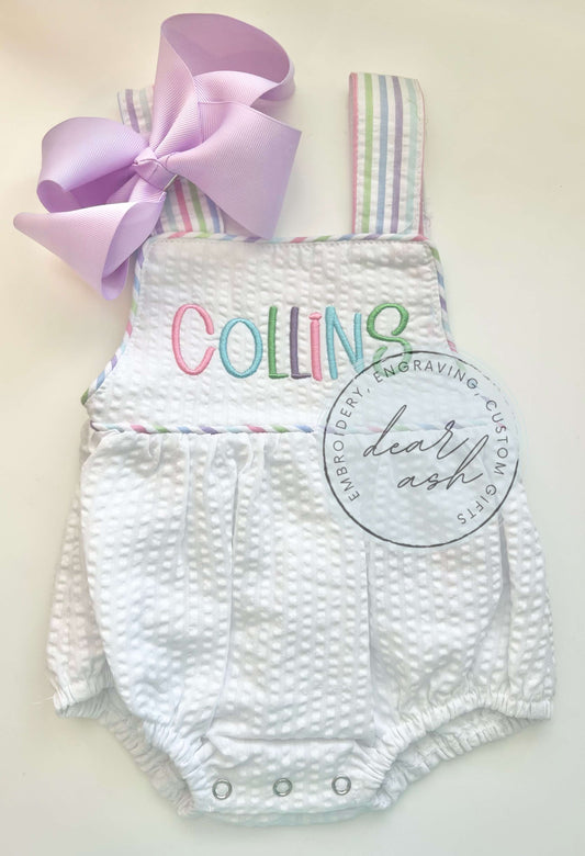 Rainbow Seersucker Sun Bubble-Rainbow Embroidered Name