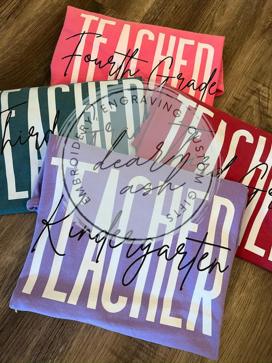 Block Letter Grade Level Tees