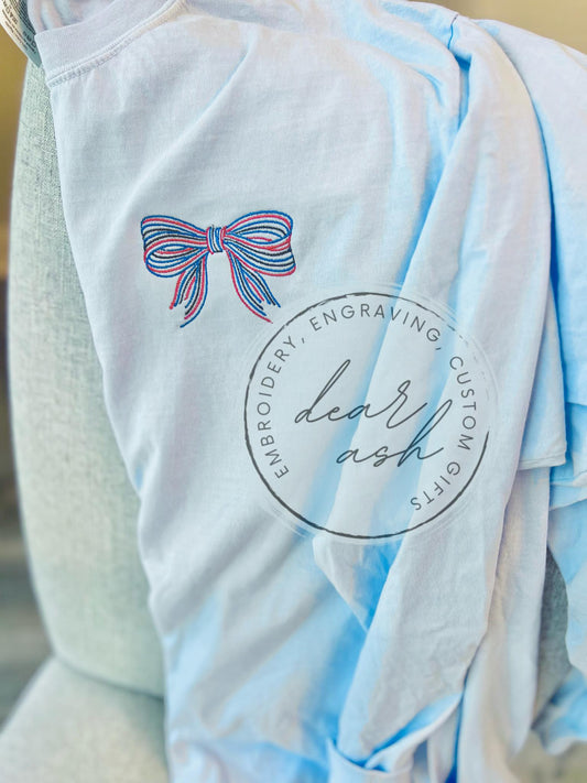 Embroidered Patriotic Bows-kids & adult