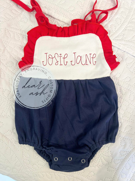 Red White & Blue Bubbles & Dresses-embroidered