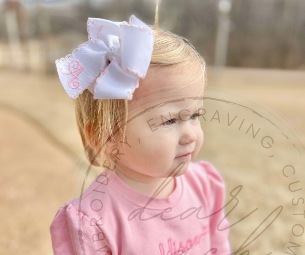 Embroidered Hair Bows - 4"