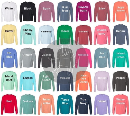 Long sleeve comfort colors pocket tees-embroidered