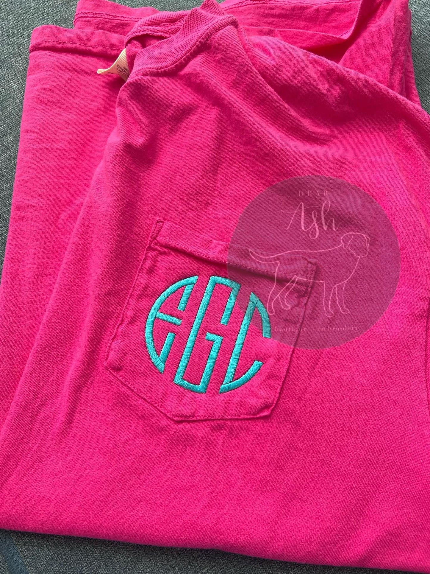 Long sleeve comfort colors pocket tees-embroidered