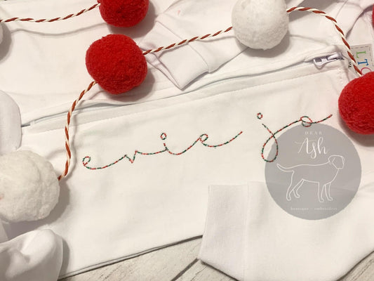 Zipper Footie-multicolored Christmas thread