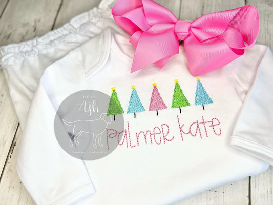 Brights Christmas Tree Row-ruffle gown
