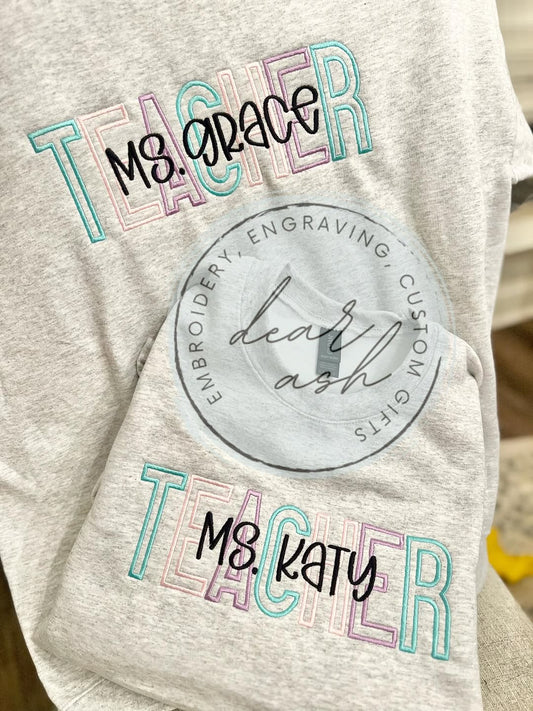 Embroidered teacher sweatshirts