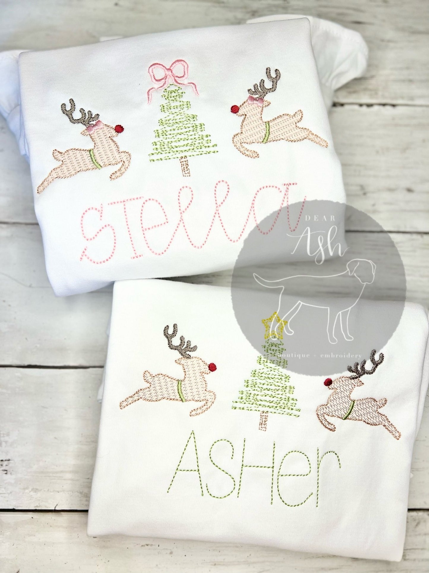 Reindeer sketch-white long sleeve tees boy OR girl