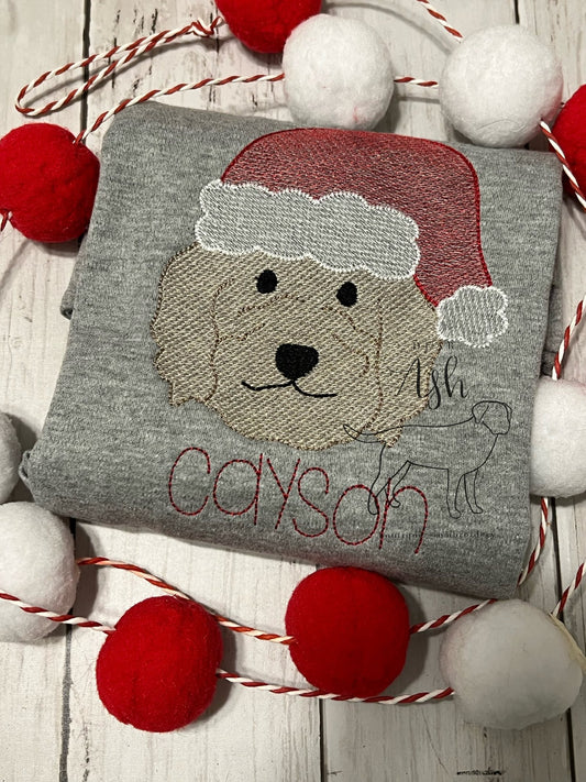 Santa Doodles embroidered (white or grey-unisex or ruffle)