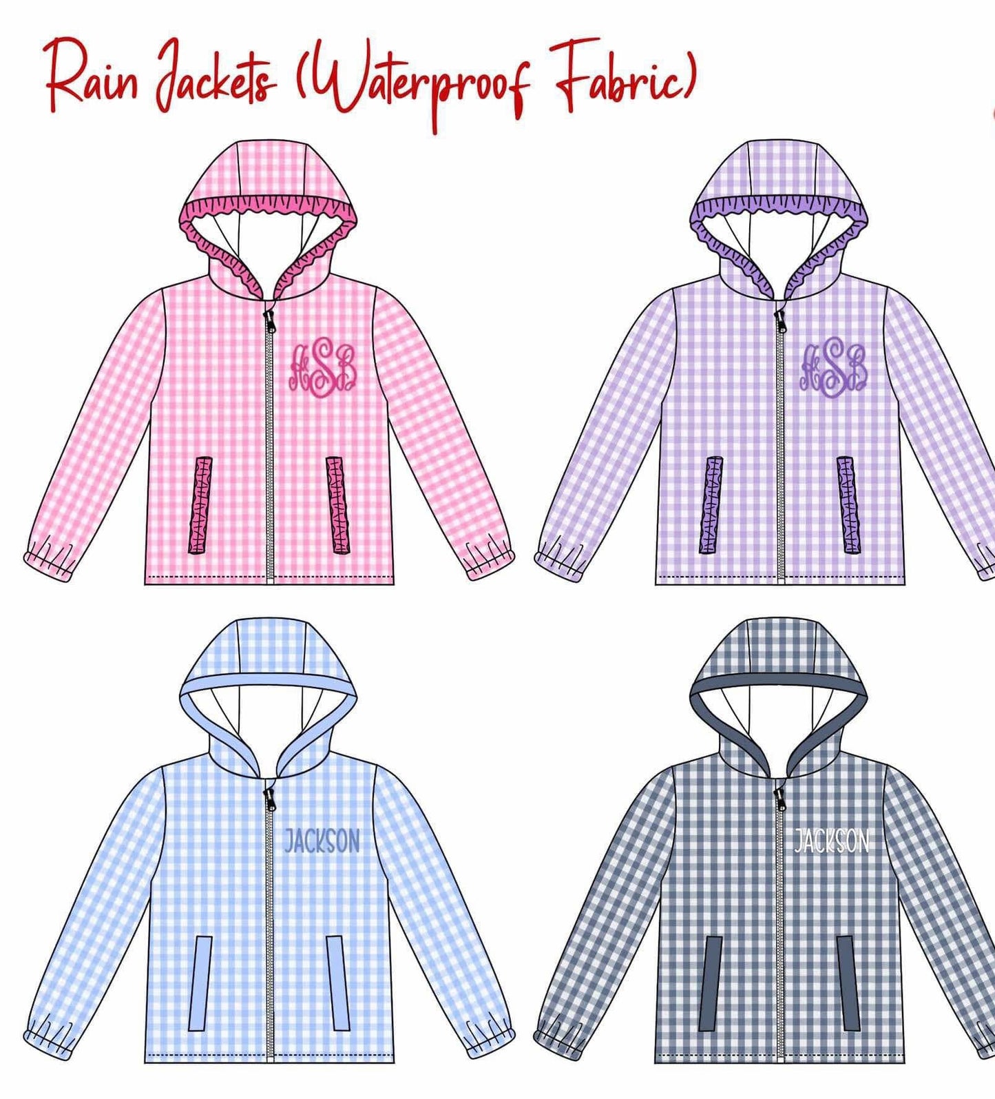 PREORDER rain jackets (ruffle OR unisex) ETA Feb