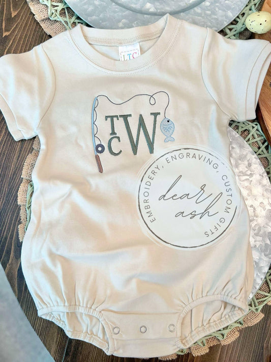Fishing Initials Bubbles & Shirts-Embroidered