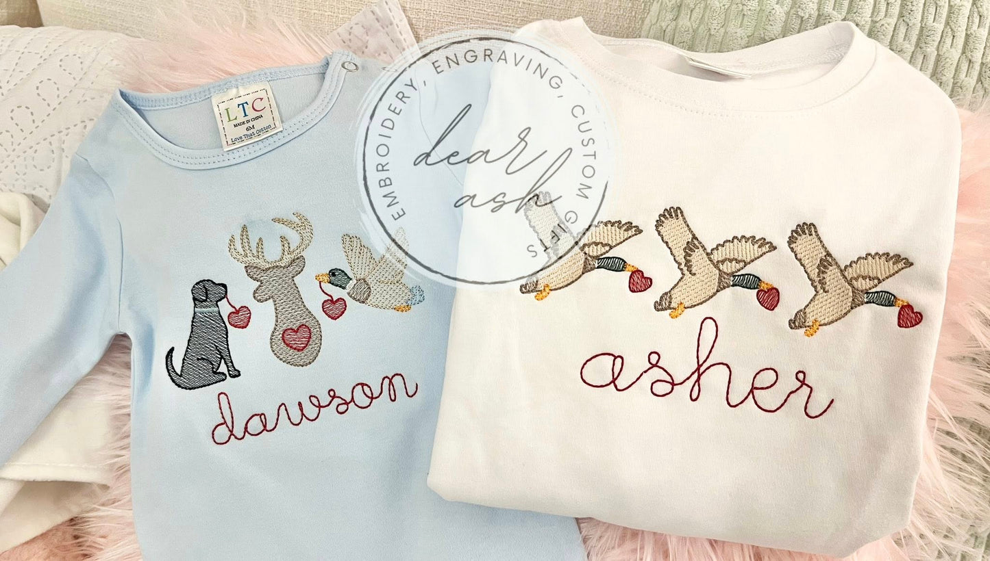 Hunting Valentine's Day-embroidered