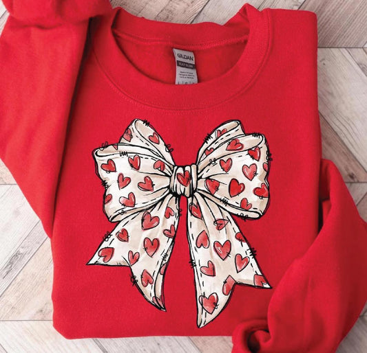 Heart Bows-Red Sweatshirt