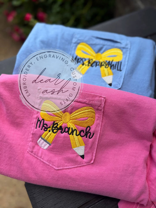 Embroidered pocket pencil tshirts