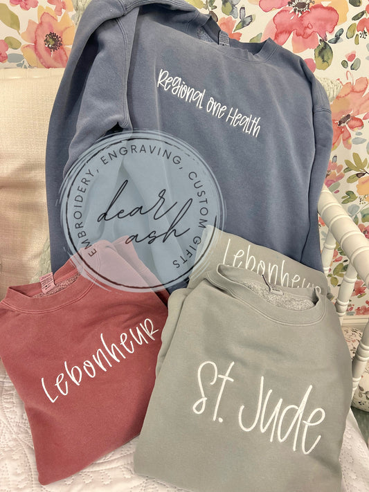 Pigment Sweatshirts-Custom Embroidery