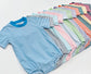 Knit Short Sleeve Stripe Bubbles-Embroidered