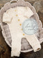 Scallop Knit Button Rompers-Embroidered