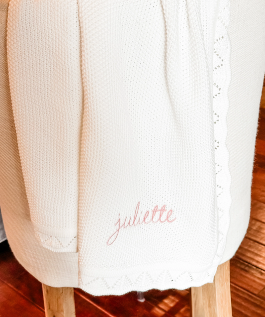 Knit Cotton Embroidered Blankets