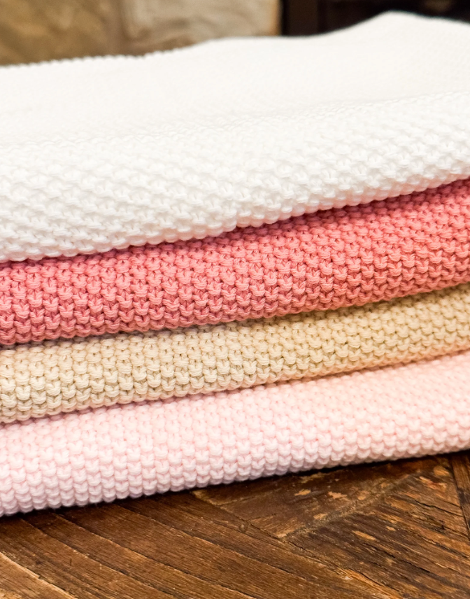 Knit Cotton Embroidered Blankets