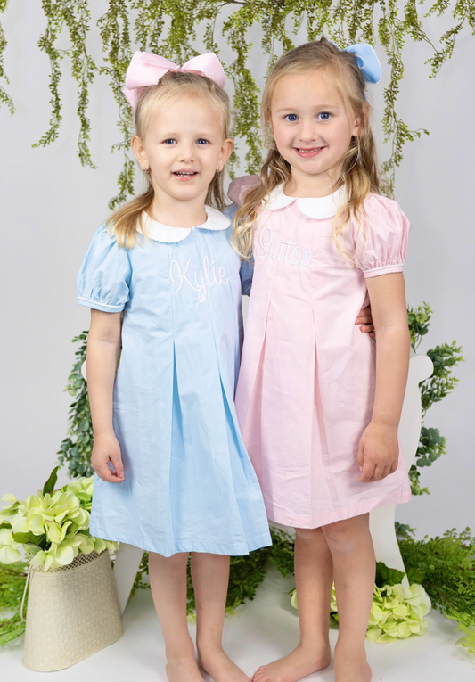 Woven Pleated Dresses-embroidered