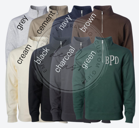 Midweight Quarter Zips-Embroidered