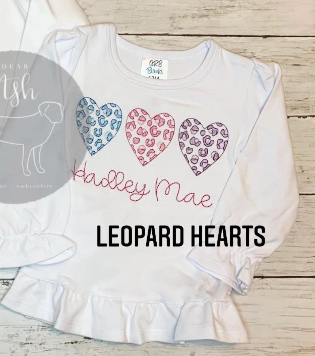 Valentine's Day Leopard Hearts-embroidered
